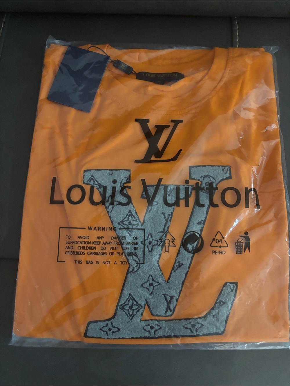 Louis Vuitton Men’s Orange LV Logo Short Sleeve Tee